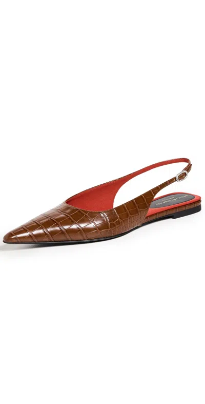 Stella Mccartney Elsa Cocco Alt Reptile Flats Brown