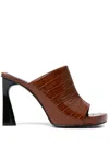 Stella Mccartney Elsa Glossed Croc-effect Mules In Brown