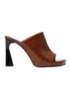 Stella Mccartney Elsa Glossed Croc-effect Mules In Brown
