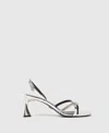 Stella Mccartney Elsa Metallic Heeled Sandals In White