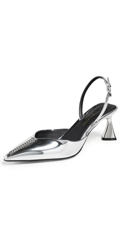 Stella Mccartney Elsa Mirror Alter Mat Slingback Heels 65mm Silver