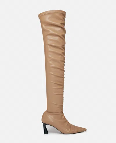 Stella Mccartney Elsa Ruched Thigh-high Boots In Beige Nude