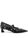 Stella Mccartney Black Elsa Studded Kitten Heels In Black