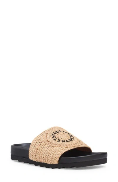 Stella Mccartney Elysa Raffia Slide Sandal In Natural/black