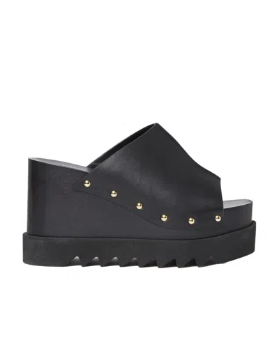 Stella Mccartney Elyse 80mm Studded Wedge Sandals In Black