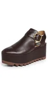 Stella Mccartney Elyse Closed-toe T-bar Platform Sandal In Brown