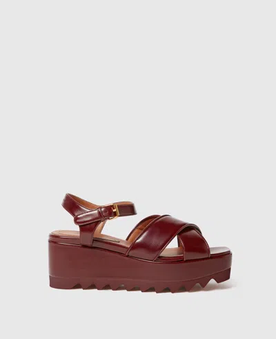 Stella Mccartney Cross-strap Heeled Sandals In Burgundy