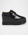 Stella Mccartney Elyse Croc-embossed Patent Platform Loafers In Animal Print
