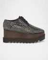 Stella Mccartney Elyse Crystal-embellished Vegan Leather Platform Brogues In Smoke
