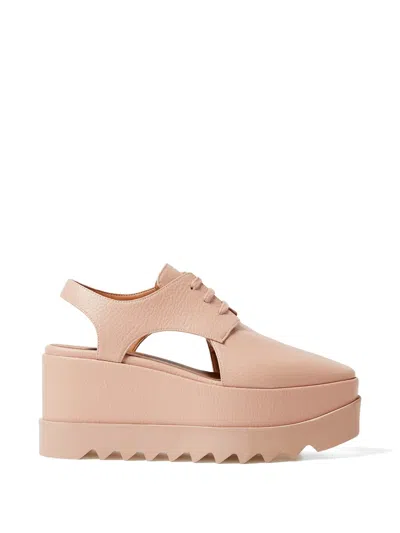 Stella Mccartney Elyse Cut-out Wedge Derby Shoes In Pink