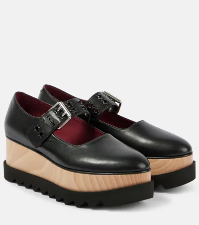 Stella Mccartney Elyse Vegetarian Glossed-leather Platform Mary Janes In Black