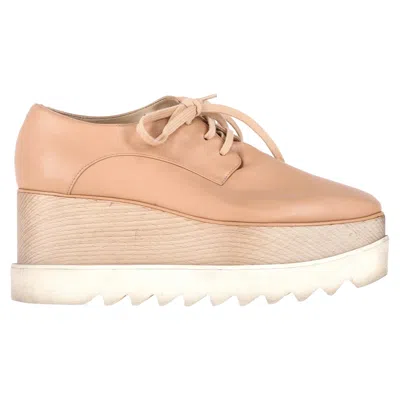 Stella Mccartney Elyse Lace-up Platform Shoes In Nude Leather In Brown
