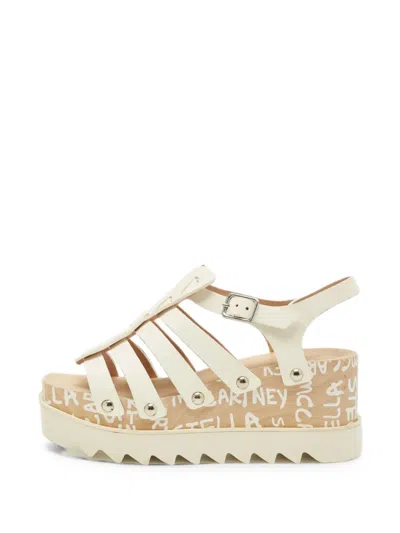 Pre-owned Stella Mccartney Elyse Leather Platform Sandals In White