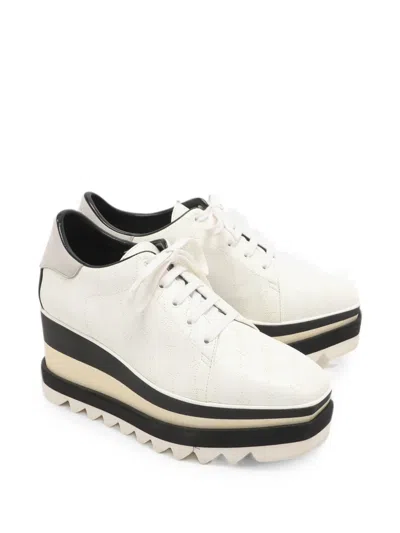 Pre-owned Stella Mccartney Elyse Logo-perforated Derby Shoes In White