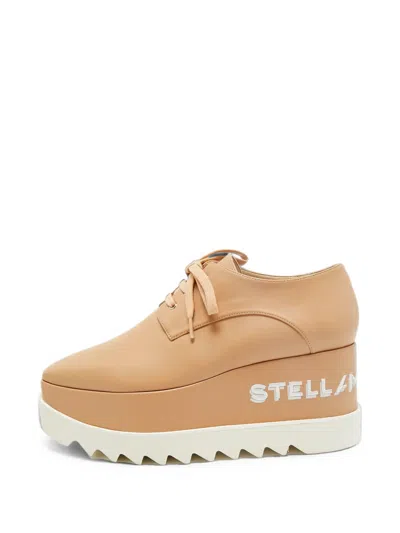 Pre-owned Stella Mccartney Elyse Logo-print Platform Derby Shoes In Neutrals