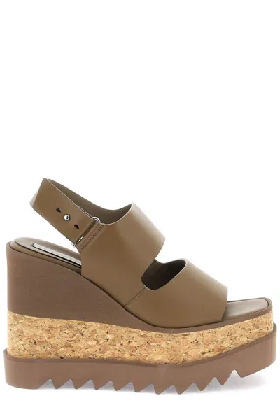 Stella Mccartney Elyse Open-toe Wedge Sandals In Hazelnut (brown)