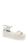 Stella Mccartney White Ankle-strap Wedges In Neutral