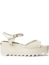 Stella Mccartney White Ankle-strap Wedges In Neutral