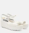 Stella Mccartney White Ankle-strap Wedges In Neutral