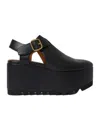 Stella Mccartney Elyse Closed-toe T-bar Platform Sandal In Black