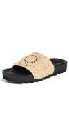Stella Mccartney Woven Slides In Neutral