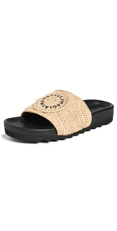 Stella Mccartney Woven Slides In Neutral