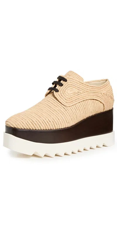 Stella Mccartney Elyse Raffia Platform Sneaker Loafers In Naturale