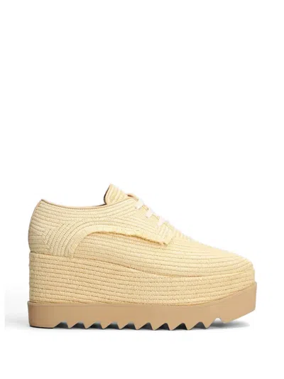 Stella Mccartney Elyse Woven Raffia Platform Brogues In Multi