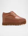 Stella Mccartney Elyse Shiny Patent Wedge Sneakers In Brown