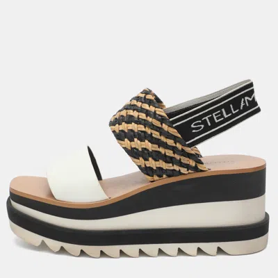 Pre-owned Stella Mccartney Elyse Size 38 Multicolor Faux Leather Wedge Sandals