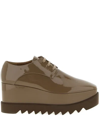 Stella Mccartney Elyse Square-toe Wedge Oxford Shoes In Brown