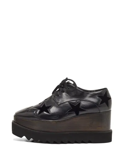 Pre-owned Stella Mccartney Elyse Star Platform Sneakers In Black