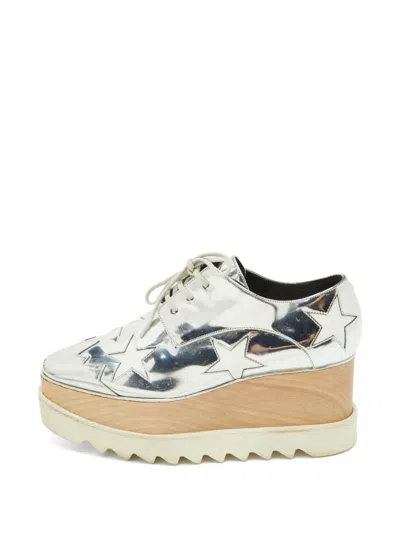 Pre-owned Stella Mccartney Elyse Star Platform Sneakers In Silver