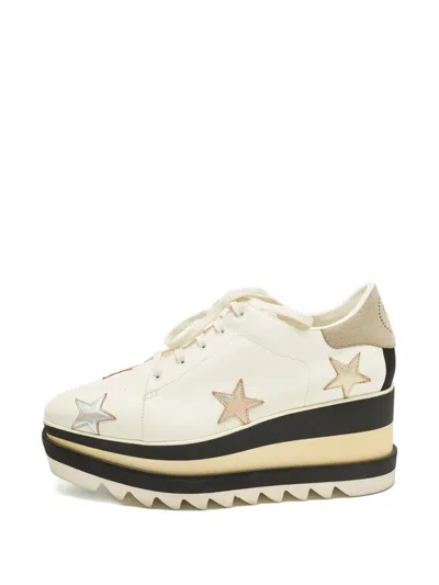 Pre-owned Stella Mccartney Elyse Star Platform Sneakers In White