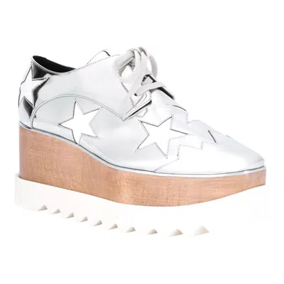 Stella Mccartney Elyse Stars Mirror Lace Up Flatform In White