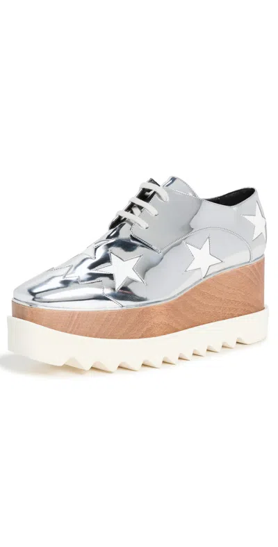 Stella Mccartney Silver Elyse Stars Platform Lace-ups In 8171 Indium/white