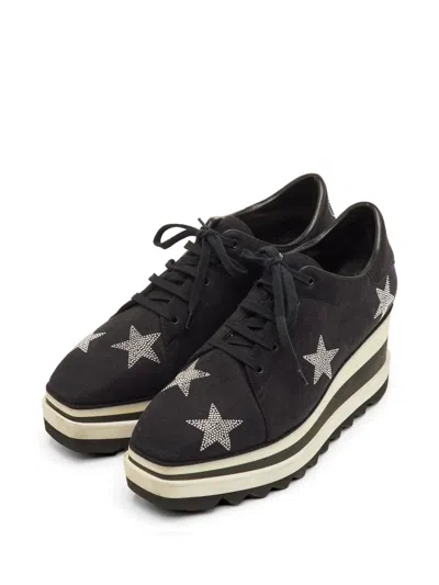 Pre-owned Stella Mccartney Elyse Star-studded Sneakers In Black