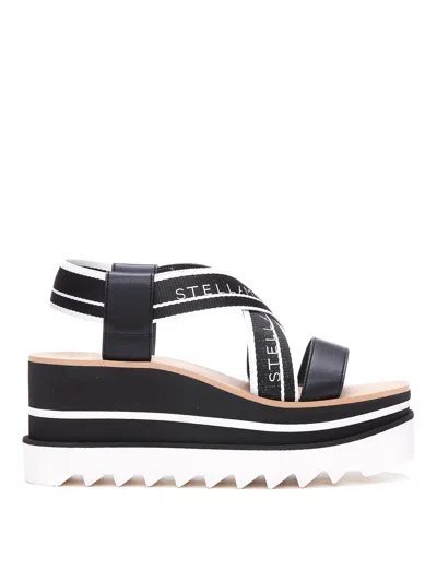 STELLA MCCARTNEY ELYSE STRIPED PLATFORM SANDALS