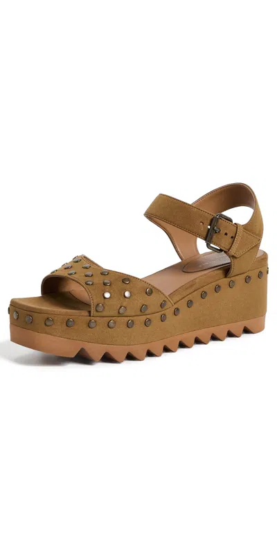Stella Mccartney Elyse Studded Faux Suede Platform Sandals Brandy In Brown