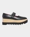 Stella Mccartney Elyse Vegan Mary Jane Platform Loafers In Black