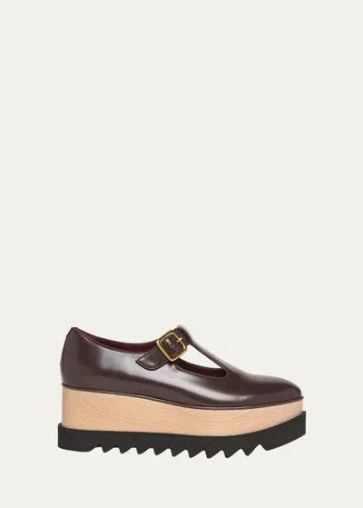 Stella Mccartney Elyse Vegan Mary Jane Platform Loafers In Coffee