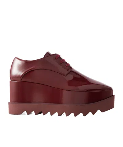 Stella Mccartney Elyse Vegetarian Patent-leather Platform Brogues In Burgundy