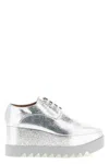 Stella Mccartney Elyse Lace Up Wedge Brogues Oxford Shoes In Silver