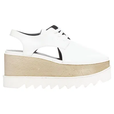Pre-owned Stella Mccartney Elyse White Vegan Leather Lace Up Platforms Eu39