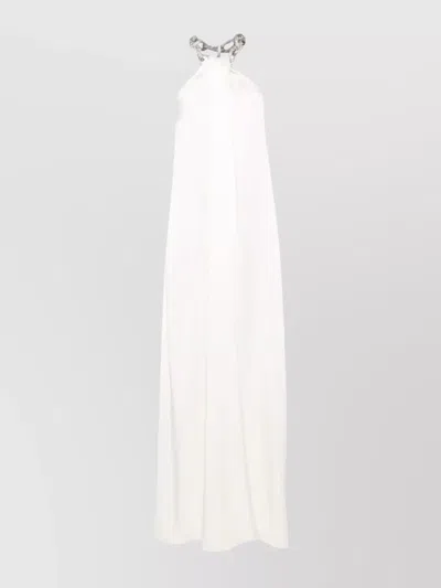 Stella Mccartney Embellished Chain Halter Neck Maxi Dress In Beige
