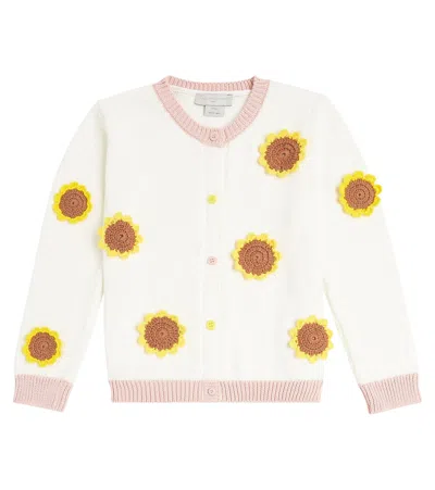 Stella Mccartney Kids' Embellished Cotton Cardigan In White