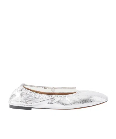 Stella Mccartney Embellished Crinkled Metallic Flats In Multi
