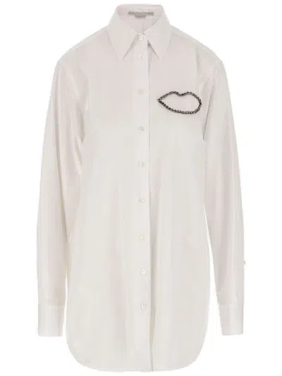 Stella Mccartney Embellished Curved Hem Shirt In White