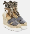 Stella Mccartney Gaia Crystal-embellished Wedge Espadrilles In Blue