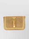 Stella Mccartney Embellished Falabella Card Holder With Chain Strap In Orange